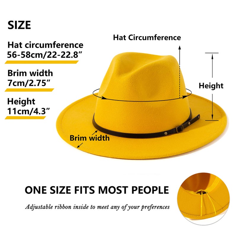 Lisianthus Women Belt Buckle Fedora Hat (Yellow) - Image 5